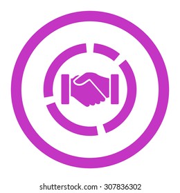 Acquisition diagram vector icon. This rounded flat symbol is drawn with violet color on a white background.