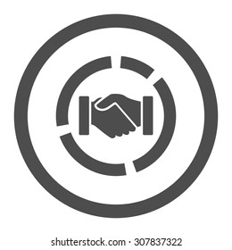 Acquisition diagram vector icon. This rounded flat symbol is drawn with gray color on a white background.