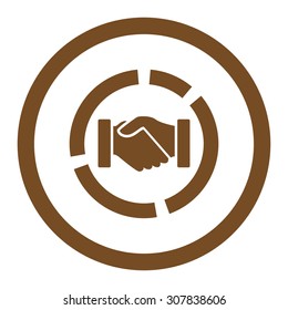 Acquisition diagram vector icon. This rounded flat symbol is drawn with brown color on a white background.