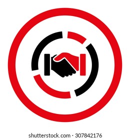 Acquisition diagram vector icon. This rounded flat symbol is drawn with intensive red and black colors on a white background.