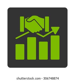 Acquisition Graph vector icon. This flat rounded square button uses eco green and gray colors and isolated on a white background.