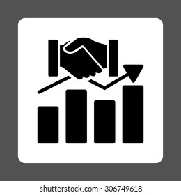 Acquisition Graph vector icon. This flat rounded square button uses black and white colors and isolated on a gray background.