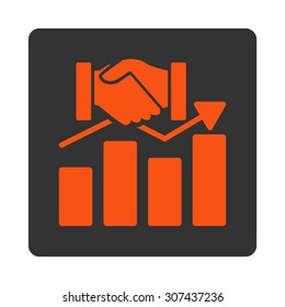 Acquisition Graph vector icon. This flat rounded square button uses orange and gray colors and isolated on a white background.