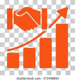 Acquisition Growth icon. Vector illustration style is flat iconic symbol, orange color, transparent background. Designed for web and software interfaces.