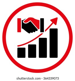 Acquisition Growth vector icon. Style is bicolor flat circled symbol, intensive red and black colors, rounded angles, white background.