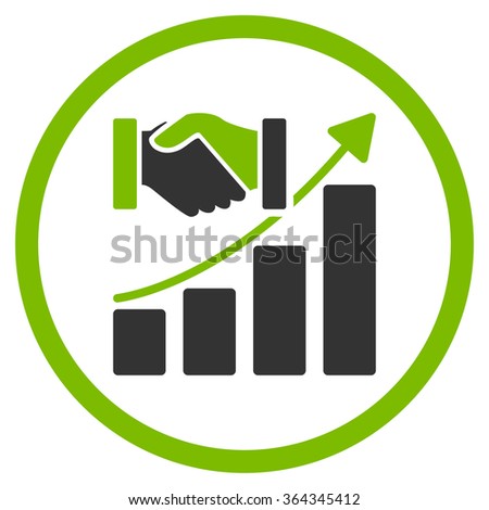 Acquisition Growth vector icon. Style is bicolor flat circled symbol, eco green and gray colors, rounded angles, white background.