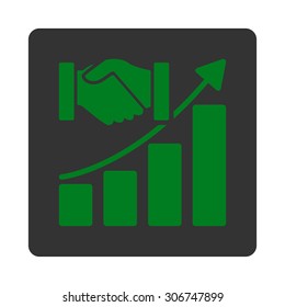 Acquisition Growth vector icon. This flat rounded square button uses green and gray colors and isolated on a white background.