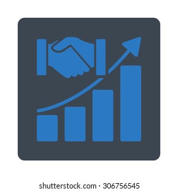 Acquisition Growth vector icon. This flat rounded square button uses smooth blue colors and isolated on a white background.