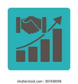 Acquisition Growth vector icon. This flat rounded square button uses grey and cyan colors and isolated on a white background.