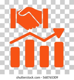 Acquisition Hands Graph Trend icon. Vector illustration style is flat iconic symbol, orange color, transparent background. Designed for web and software interfaces.
