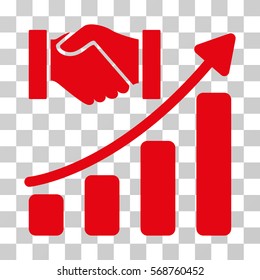 Acquisition Hands Growth Chart icon. Vector illustration style is flat iconic symbol, red color, transparent background. Designed for web and software interfaces.