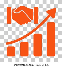 Acquisition Hands Growth Chart icon. Vector illustration style is flat iconic symbol, orange color, transparent background. Designed for web and software interfaces.