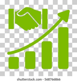 Acquisition Hands Growth Chart icon. Vector illustration style is flat iconic symbol, eco green color, transparent background. Designed for web and software interfaces.