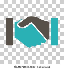 Acquisition Handshake icon. Vector illustration style is flat iconic bicolor symbol, grey and cyan colors, transparent background. Designed for web and software interfaces.