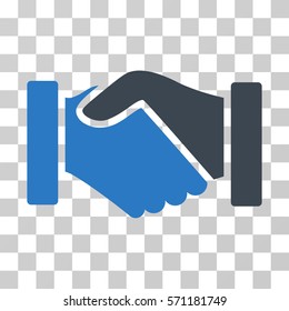 Acquisition Handshake icon. Vector illustration style is flat iconic bicolor symbol, smooth blue colors, transparent background. Designed for web and software interfaces.