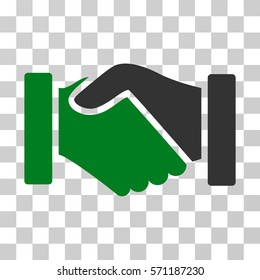 Acquisition Handshake icon. Vector illustration style is flat iconic bicolor symbol, green and gray colors, transparent background. Designed for web and software interfaces.