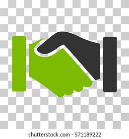 Acquisition Handshake icon. Vector illustration style is flat iconic bicolor symbol, eco green and gray colors, transparent background. Designed for web and software interfaces.
