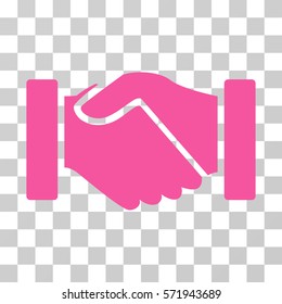 Acquisition Handshake icon. Vector illustration style is flat iconic symbol, pink color, transparent background. Designed for web and software interfaces.