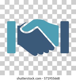 Acquisition Handshake icon. Vector illustration style is flat iconic bicolor symbol, cyan and blue colors, transparent background. Designed for web and software interfaces.