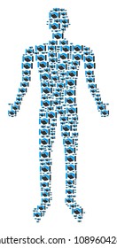 Acquisition handshake person representation. Vector acquisition handshake icons are grouped into man composition.