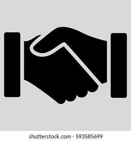 Acquisition Handshake vector icon. Flat black symbol. Pictogram is isolated on a light gray background. Designed for web and software interfaces.