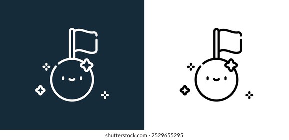 Icono de Vector lineal de contorno de adquisición de la colección de astronomía para App móviles, Web y UI.