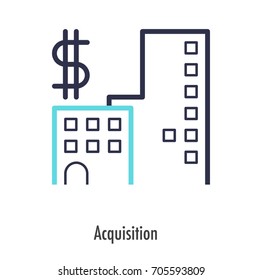 Acquisition icon thin line style. vector symbol