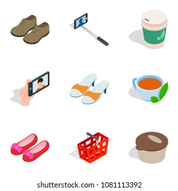 Acquisition icons set. Isometric set of 9 acquisition vector icons for web isolated on white background