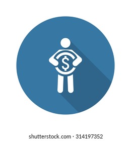 Acquisition Values Icon. Business Concept. Flat Design. Isolated Illustration. Long Shadow.