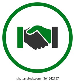 Acquisition vector icon. Style is bicolor flat circled symbol, green and gray colors, rounded angles, white background.