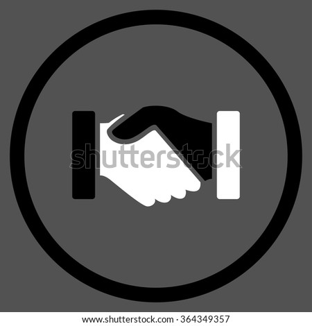 Acquisition vector icon. Style is bicolor flat circled symbol, black and white colors, rounded angles, gray background.