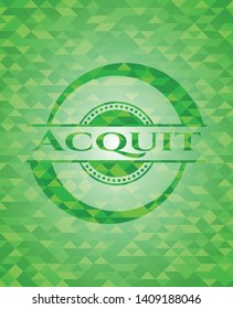 Acquit green emblem with mosaic background. Vector Illustration. Detailed.