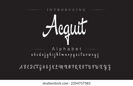 Acquit Vintage Brush Script Modern Font. Retro Typeface. Vector Illustration.