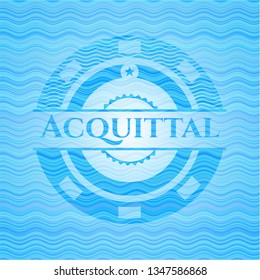 Acquittal water wave representation badge background.