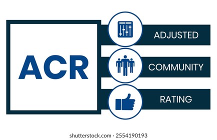 ACR - Adjusted Community Rating acronym. business concept background. illustration for website banner, marketing materials, business presentation, online advertising.