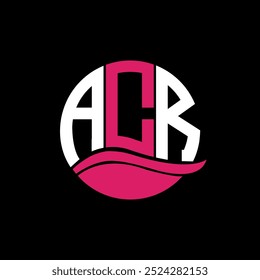 ACR logo monogram isolated on circle element design template, ACR letter logo design on black background. ACR creative initials letter logo concept. ACR. 
