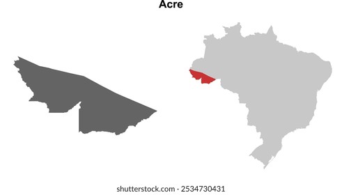 Conjunto de mapa de esquema en blanco de estado de Acre