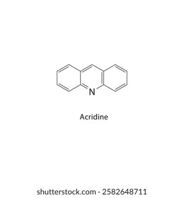 Acridine skeletal structure.Amine compound schematic illustration. Simple diagram, chemical structure.