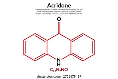 Acridona, composto orgânico, fórmula de estrutura molecular, adequado para conteúdo de educação ou ciência química. Ilustração vetorial