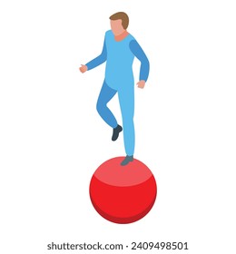 Acrobat ball walking icon isometric vector. Man art. Yoga sport