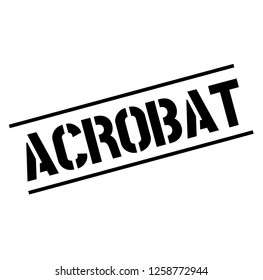 acrobat black stamp, sticker, label on white background