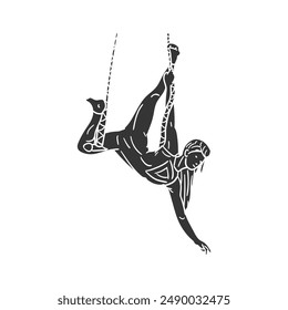 Acrobat Circus Icon Silhouette Illustration. Vector Graphic Pictogram Symbol Clip Art. Doodle Sketch Black Sign.