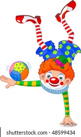 Acrobat Clown Standing On One Hand