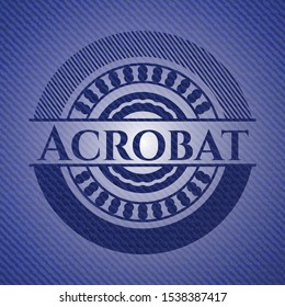 Acrobat emblem with jean high quality background. Vector Illustration. Detailed.