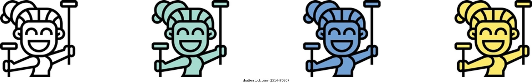 acrobat icon. Outline, Green, Blue and Yellow Style Design Isolated On White Background