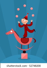 Acrobat juggling with balls - vector