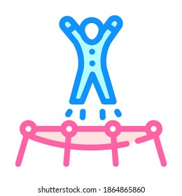 acrobat jumping on trampoline color icon vector. acrobat jumping on trampoline sign. isolated symbol illustration