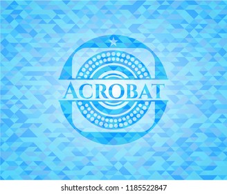 Acrobat light blue emblem with triangle mosaic background