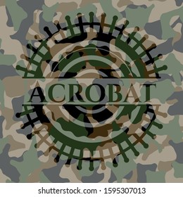 Acrobat on camouflage texture. Vector Illustration. Detailed.