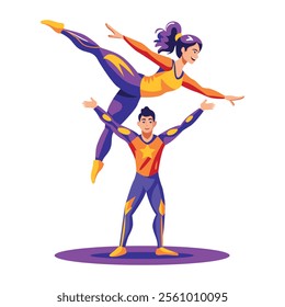 Acrobat performance illustration in flat style 